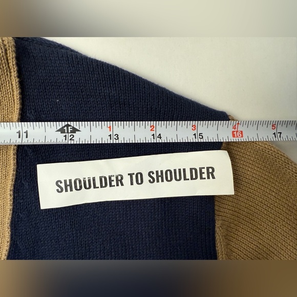 Brooks Brothers Red Fleece Button Up Cardigan Beige and Navy Men's Size Medium - Picture 7 of 9